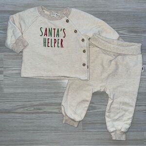 Rabbit + Bear Baby Boys Santa’s Helper Two-Piece Outfit 6–9 Months